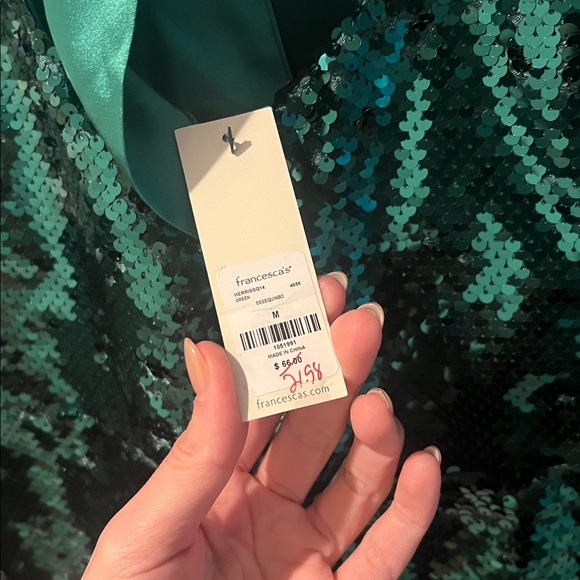 Green Sequin Bow Back Tie Mini Dress NWT - Picture 6 of 6